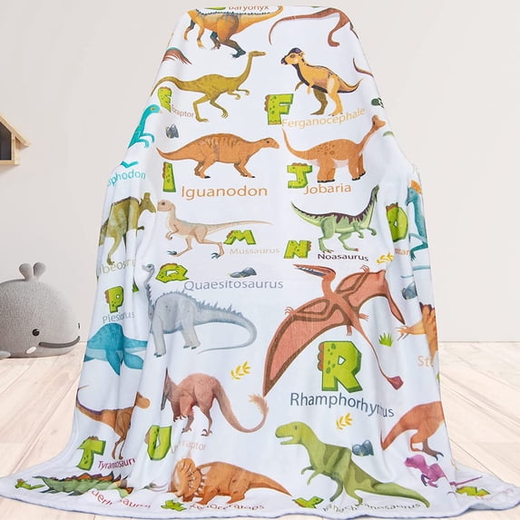 Dinosaur Blanket for Boys Cute Alphabet Dinosaur Blankets Warm Soft Throw Blankets for Couch Sofa 50 X 60 inch for Kids Adult