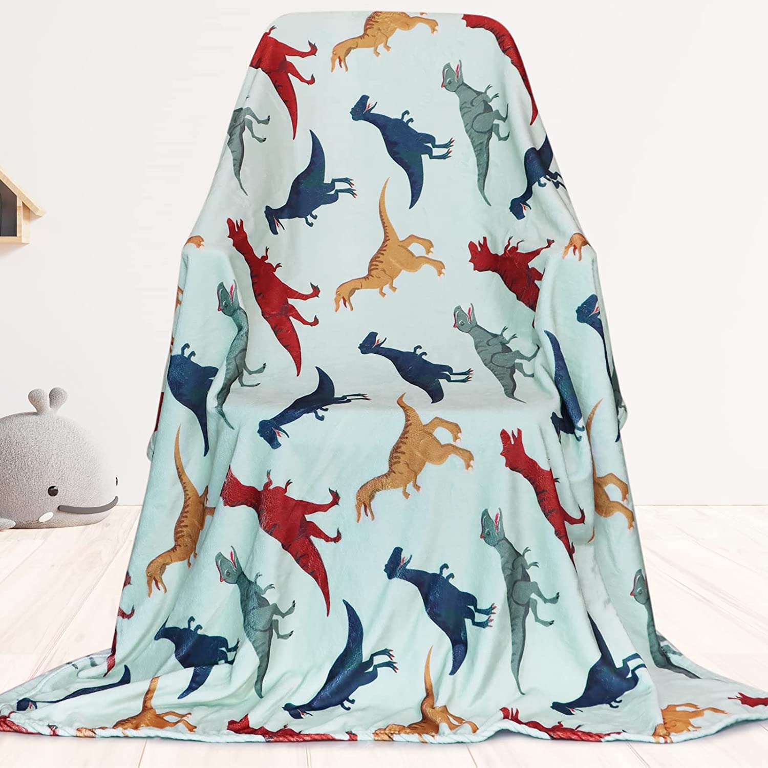 Dinosaur Blanket for Boys Soft Flannel Throw Blankets Dinosaur Decor Room Sofa Bed for Kids Gifts Dino World Blanket 60 x 50 Inch