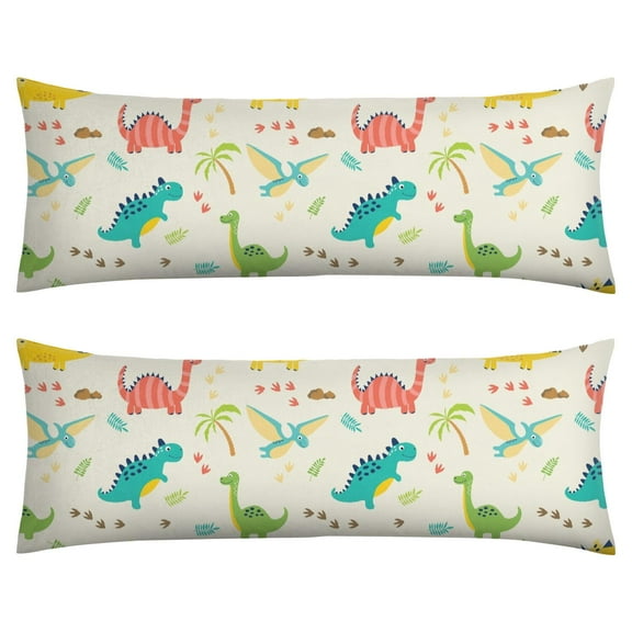 Dinosaur Body Pillow Cover 20x54 - Soft Long Pillow Case with Invisible Zipper - Cute Dino Skeleton Print - Machine Washable