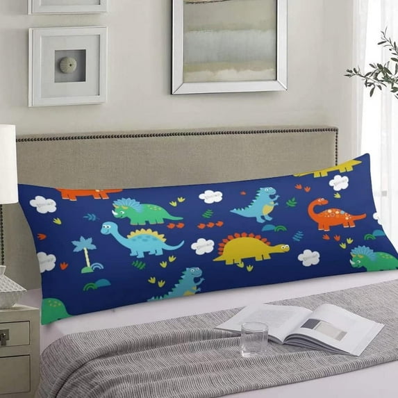Dinosaur Body Pillow Cover for Boys Girls Blue Dino Dinosaurs Cartoon Long Pillow Case Protector with Zipper Decorative Ultra Soft