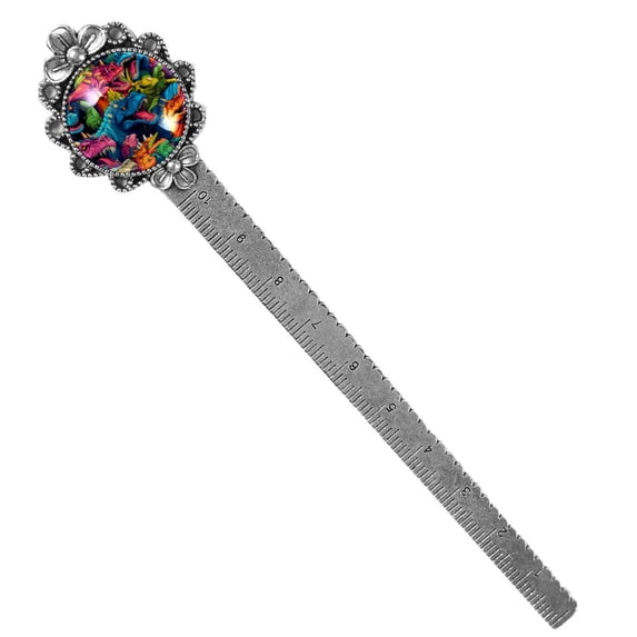 Dinosaur Book Lover's Delight: Vintage Silver Lace-Edged Bookmark - a Must-Have Reading Accessory