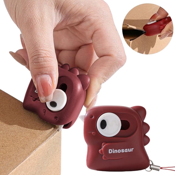 Dinosaur Box Cutter with Auto Retracting Cute Dinosaur Shaped Retractable Utility with Magnet & Lanyard Hole Portable Box Opener Pakage