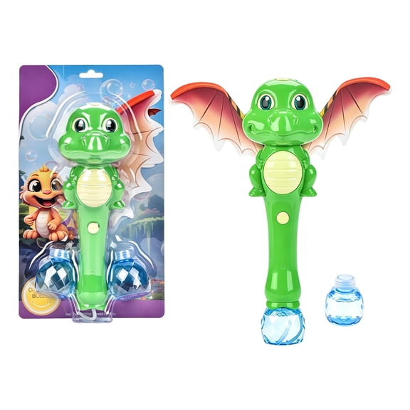 Dinosaur Bubble Machine, Handheld Rechargeable Fully Automatic Floral Bubble Blower, Portable Lightweight Bubble Maker for Summer Beach Outdoor Party Festival Event,Green