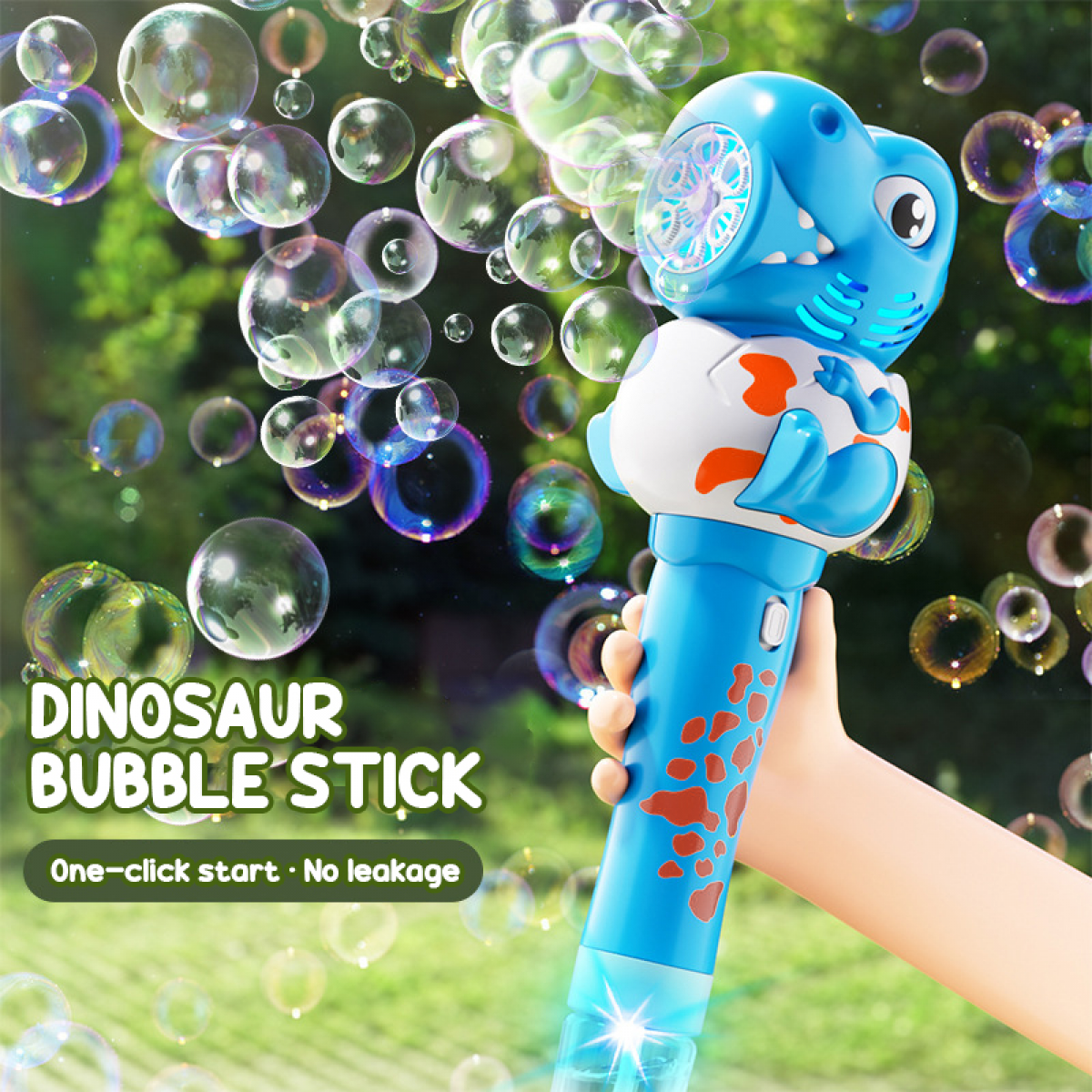 Dinosaur Bubble Wand for Kids, Electric Bubble Blower for Boys Girls Outdoor Play Garden Yard Party Bubble Fun Gifts Idea(Blue)