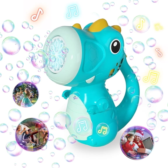 Dinosaur Bubbles Machine for Kids, Portable Automatic Bubbles Maker  Blowers with Music & Lights for Boys Girls Easter Birthday Gifts(Blue)