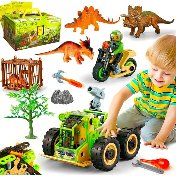 Dinosaur Building Toys, STEM Learning Toys, Construction Engineering Kit for Kids, Creative Set Capturing Dinosaurs Game Gift for Boys Age 4 5 6 7 8 9 10+ Years Old
