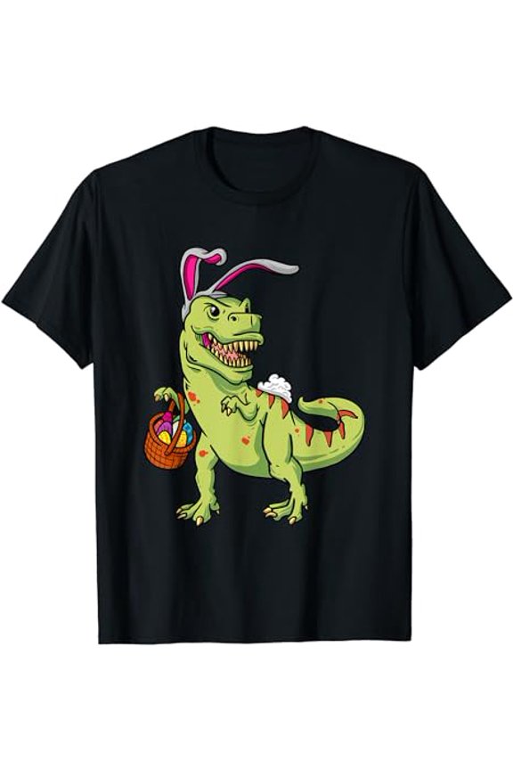 Dinosaur Bunny Ears Easter Egg Hunting T-Rex Spring T-Shirt