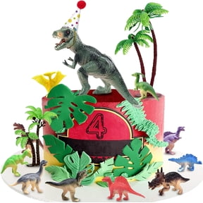 Dinosaur Cake Toppers With Hat, Dinosaur Birthday Party Cake Toppers for Boys Girls Dinosaur Theme Party Cake Decorations Supplies