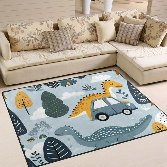 Dinosaur Cartoon Area Rugs Soft Non-Slip Floor Mats Large Nursery Carpets Doormat for Living Room Bedroom Hotel Decor 80"x58"