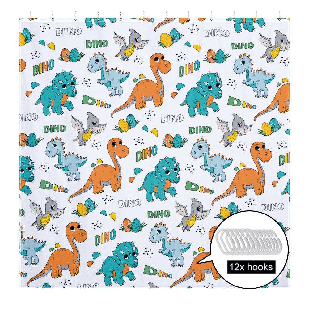 Dinosaur Cartoon Shower Curtain for Bathroom Shower Curtain Set