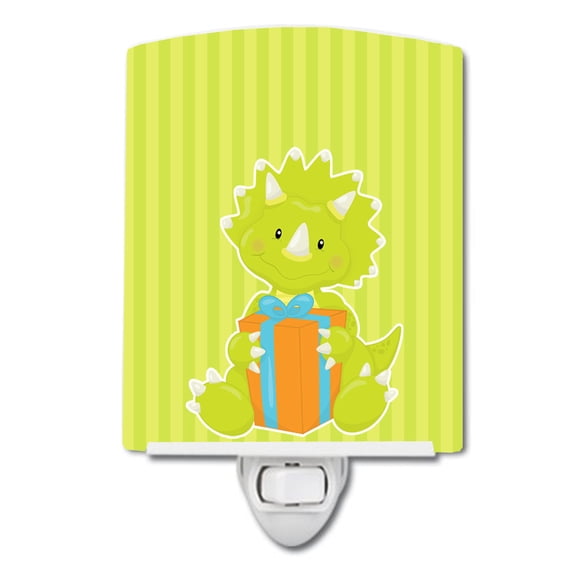 Dinosaur Ceramic Night Light, Green Triceratops