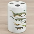 thumbnail image 1 of Dinosaur Ceramic Toothbrush Holder, Various Different Animals from Jurassic Period Cartoon Mammals Pattern, Decorative Versatile Countertop for Bathroom, 4.5" X 2.7", Multicolor, 1 of 4