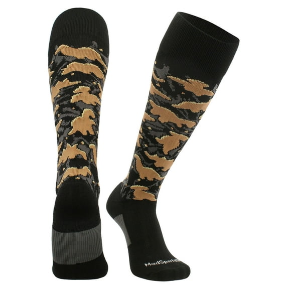 Dinosaur Chicken Nugget Socks Over the Calf (Black/Light Brown, X-Small)