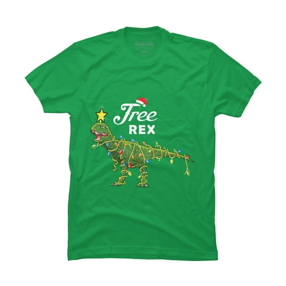 Dinosaur Christmas Tree Rex Christmas Gift Mens Kelly Green Graphic Tee - Design By Humans M