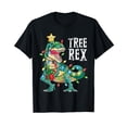 thumbnail image 1 of Dinosaur Christmas Tree Rex Pajamas Men Boys Xmas Lights T-Shirt, 1 of 5
