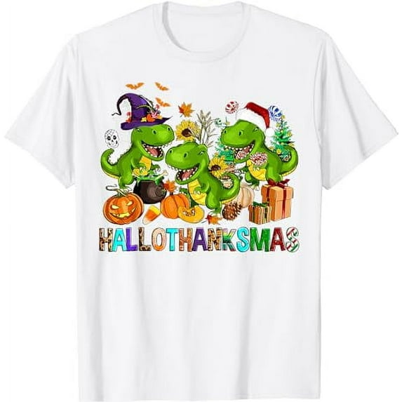Dinosaur Christmas white T-shirt