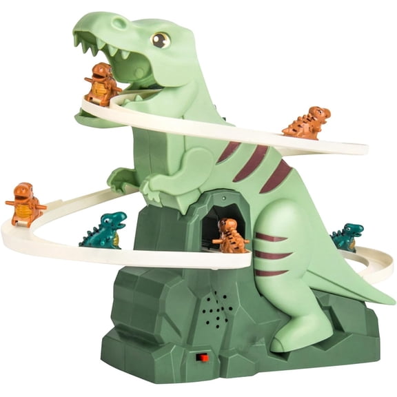Dinosaur Climbing Slide Music Toy, Electric Race Track Game Fun Slide Roller Coaster Toy (A)