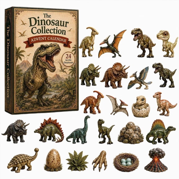 Dinosaur Collection Advent Calendar 24pcs Prehistoric Dinosaur Figures Christmas Countdown Gift Set for Kids