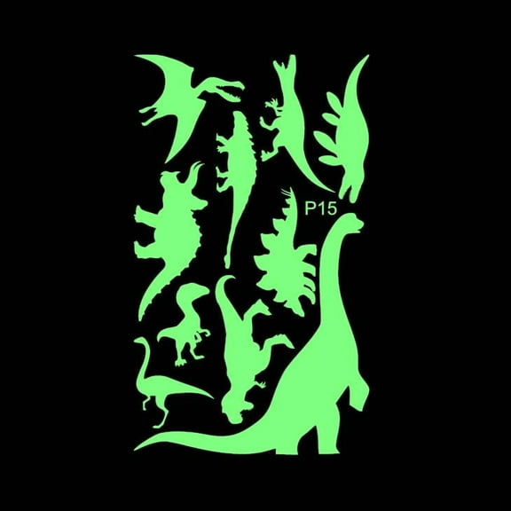 Dinosaur Collection Vinyl Decal Sticker Luminescent Neon Glow Lime Green Industrial Grade USA-Made Wall Bumper Window Kid Room 15" inch Large sheet