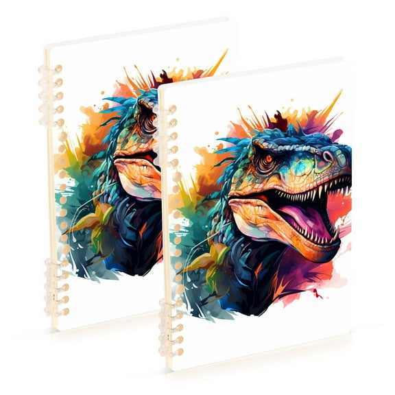 Dinosaur Colorful Ring Binder Notebook Journey Note Diary College Ruled Spiral Notebook Study Loose Leaf Paper A5 60 Pages