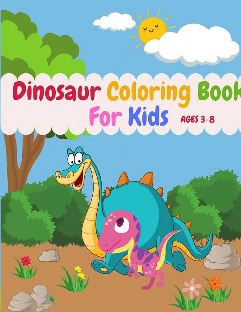 Dinosaur Coloring Book For Kids Ages 3-8: Cute Dinosaurs Coloring Book ...