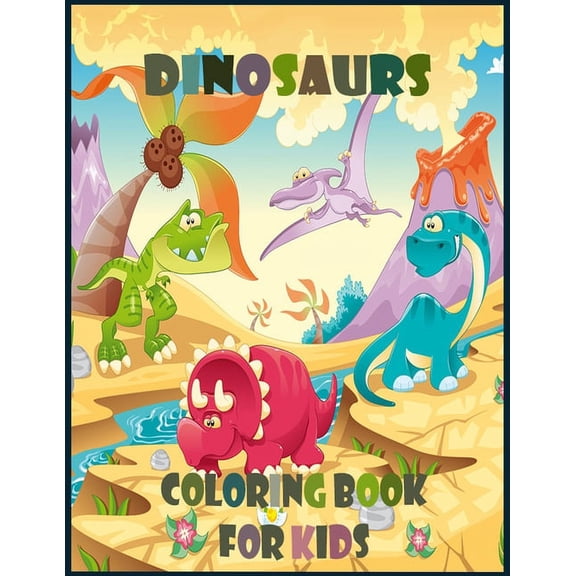 Dinosaur Coloring Book for Kids: Ages 2-4, 4-8 - Dinosaur Activity Book with Dinosaur Facts for Boys & Girls - Great Gift for Kids, (Paperback)