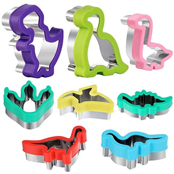 Dinosaur Cookie Cutters Set - Stainless Steel Shaped Cookie Candy Food Cutters Molds for DIY, Kitchen, Baking, Kids Dinosaur Theme Birthday Party Supplies Favors (8pack)$$