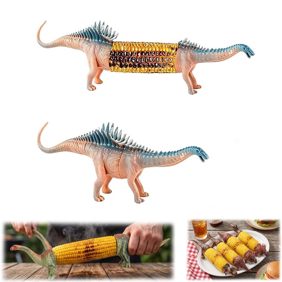 Dinosaur Corn Cob Holders, Dino Corn on the Cob Picks, Funny Novelty Stainless Steel Prongs for BBQ Party Table Accessories（Amargasaurus）（1PCS）