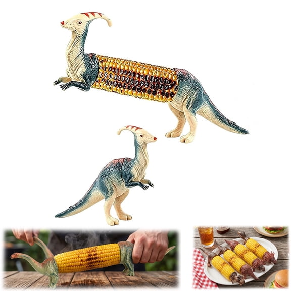 Dinosaur Corn Cob Holders, Dino Corn on the Cob Picks, Funny Novelty Stainless Steel Prongs for BBQ Party Table Accessories（Parasaurolophus）（1PCS）