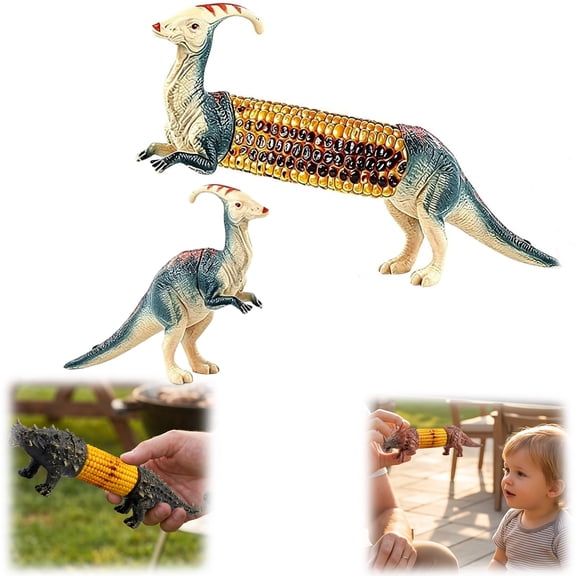Dinosaur Corn Cob Holders – Funny Novelty Stainless Steel Corn Picks, Dino-Shaped Skewers for BBQ Party Dining Table(Parasaurolophus)