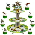 thumbnail image 1 of Dinosaur Cupcake Toppers 24Pcs and Dinosaur Cupcake Stand Jurassic Birthday Party Supplies Set for Kids Boys Dinosaur Theme Birthday Party Decorations 3 Tier Dino Cardboard Cupcake Stand Topper, 1 of 3
