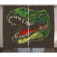thumbnail image 1 of Ambesonne Dinosaur Curtains 2 Panel Set, Aggressive Wild T-Rex, 108" x 90", Dark Brown Fern Green, 1 of 3