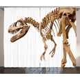thumbnail image 1 of Ambesonne Dinosaur Curtains 2 Panel Set, Archeology Theme T-Rex, 108" x 90", Pale Caramel White, 1 of 3