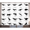 thumbnail image 1 of Ambesonne Dinosaur Curtains 2 Panel Set, Evolution of Wildlife, 108" x 63", Black White, 1 of 3
