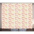 thumbnail image 1 of Dinosaur Curtains 2 Panels Set, Prehistoric Smiling Brontosaurus among Green Trees and Flowers, Window Drapes for Living Room Bedroom, 108W X 108L Inches, Salmon Pale Green Ceil Blue, by Ambesonne, 1 of 3