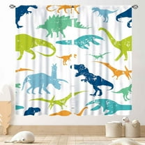 Dinosaur Curtains for Boys Room, Cartoon Dino Cute Safari Animal Printed Baby Kids Room Decor Blackout Window Drapes Treatments for Children Nursery Bedroom Living Room 2 Panel Sets, 84"x63" Inch