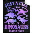 thumbnail image 1 of Dinosaur Custom Blanket for Girl Women-Just A Girl Who Loves Dinosaurs Personalize Flannel Lightweight Throws Gift for Dino Lover Birthday Graduate Blankets for All Season Chair 80"x60" for Adult, 1 of 6