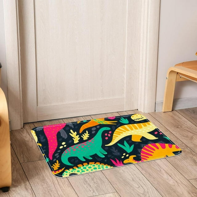 Dinosaur Dark Color Bath Rugs Absorbent Non Slip Door Mats Soft Carpet