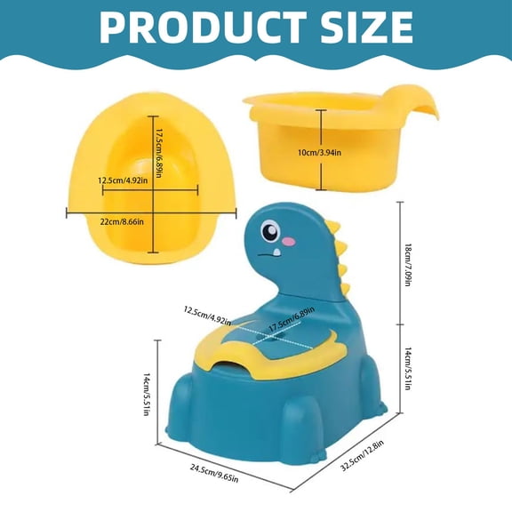 Dinosaur Design Training Potty Chair, Portable Potty Toilet with Splash Guard, Easy Clean Bathroom Trainer, Blue