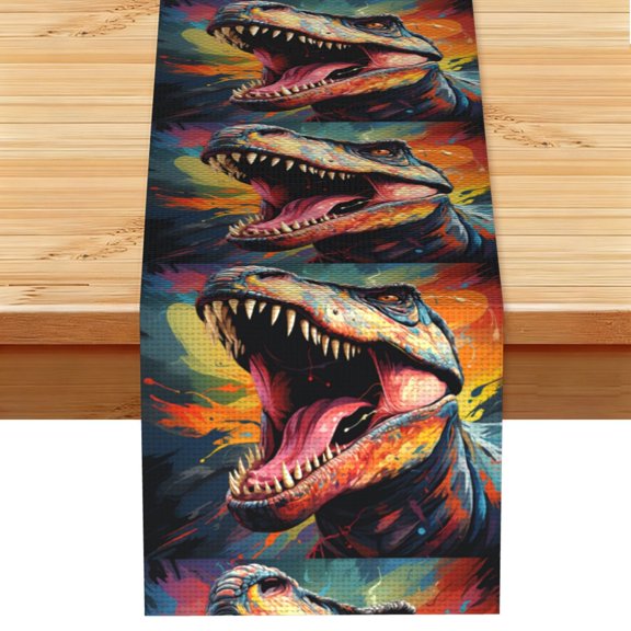 Dinosaur Dino Art Table Runner 13x72 Inch for Dining Table Kitchen Wedding Party Decor Fireplace Mantle
