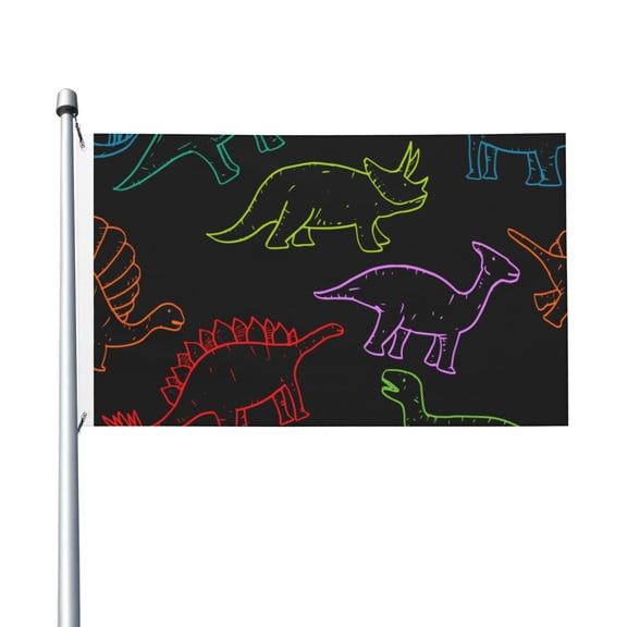 Dinosaur Dino Black Flag 3X5 Ft Garden Yard House Flags Banner Sign Outdoor Indoor Party Home Garden Decoration