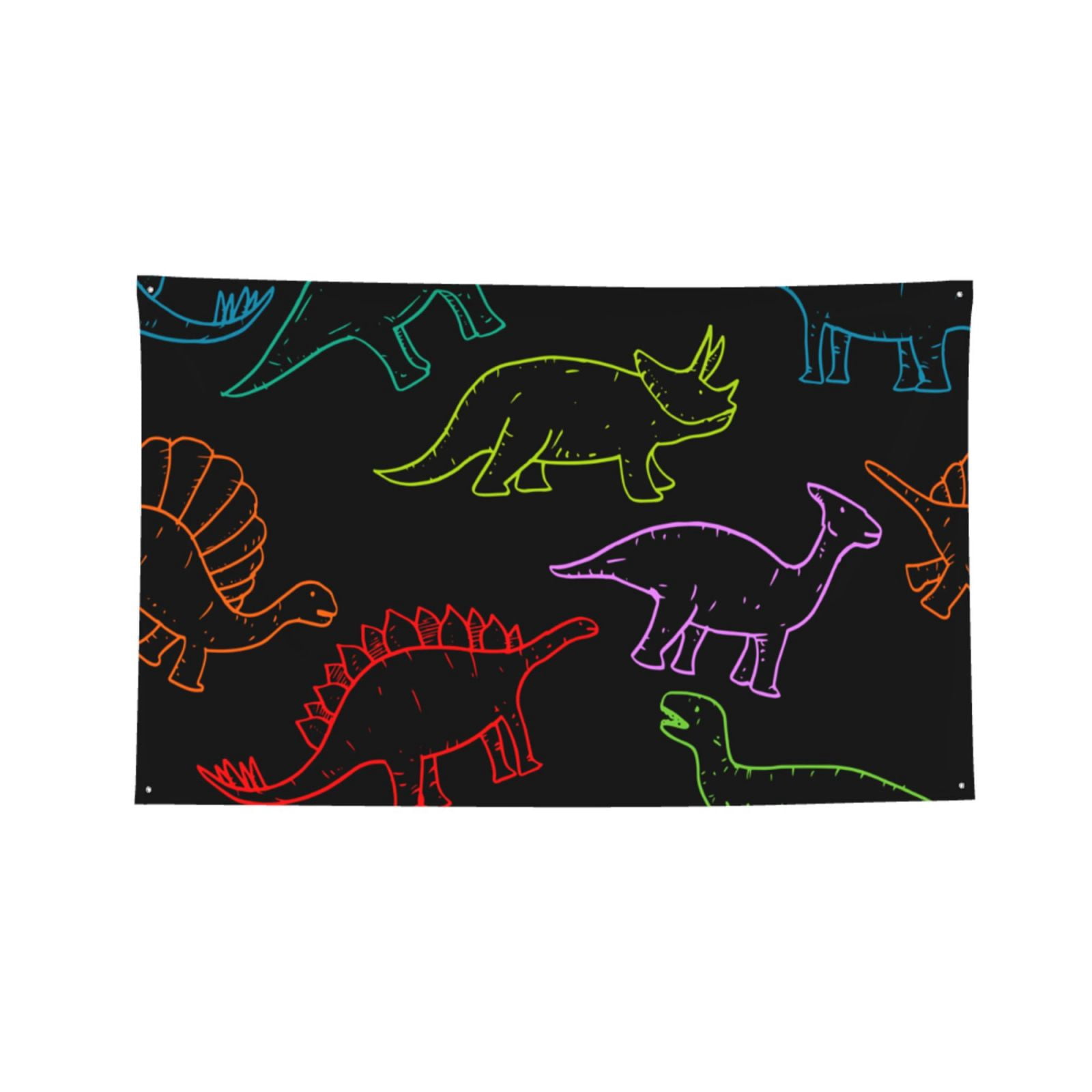 Dinosaur Dino Black Four Hole Decorated Banner Flag for Garden Yard Home Decoration Indoor Outdoor 4x6 Ft