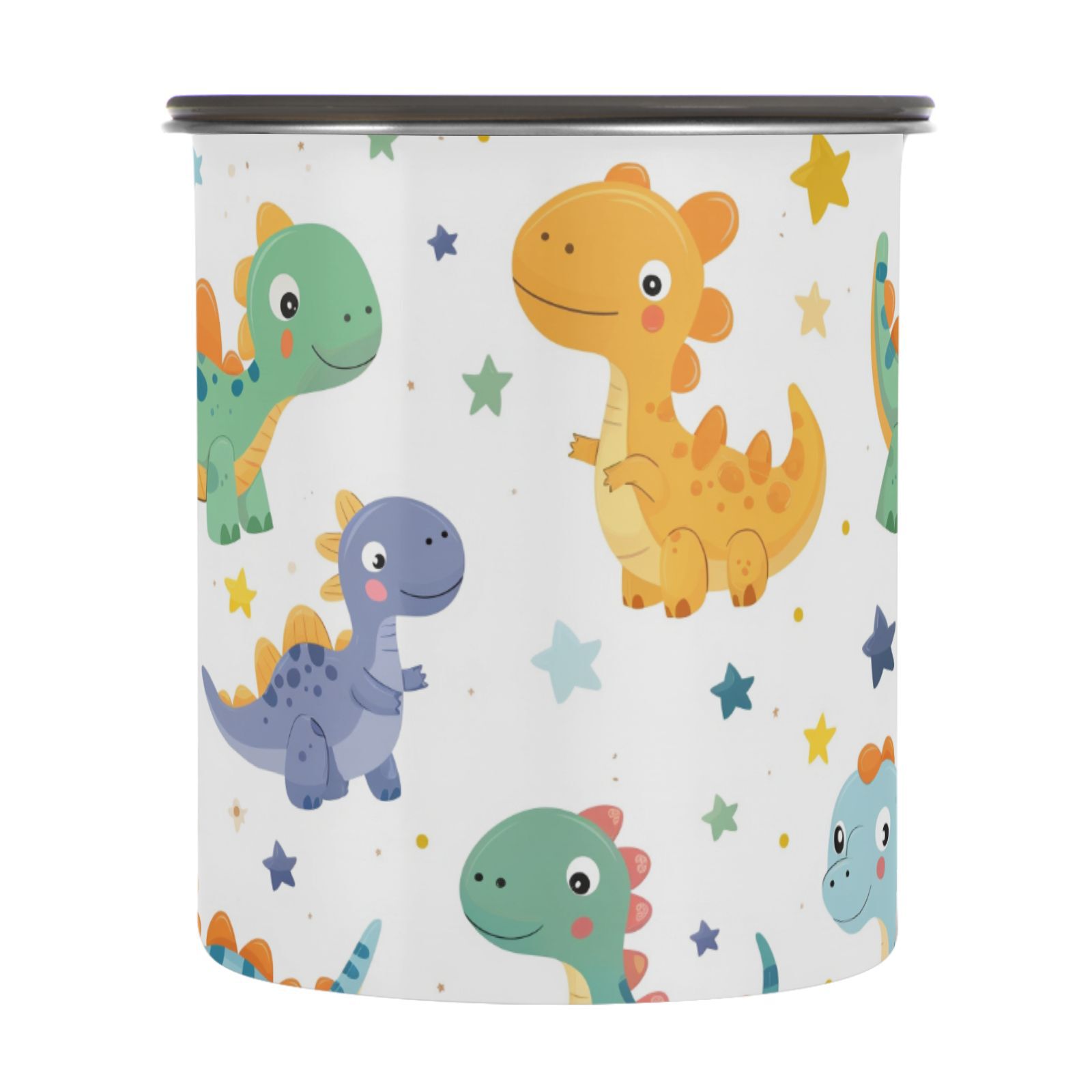 Dinosaur Dino Cartoon Stars Airtight Coffee Bean Canister 30oz Food Storage Containers with Lids For Gournd, Tea, Sugar, Flour, Rice, Cereal, Candy Cookie Jar