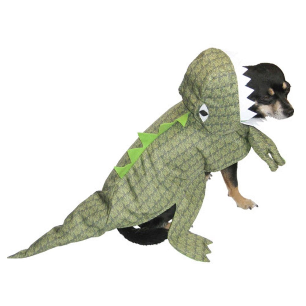 Dinosaur Dog Costume Plush Green TRex Pet Outfit XXS