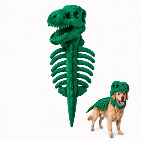 Dinosaur Dog Costume with Plush Skull Mask, Spine and Tail for Large Dogs, Gray or Assorted 90cm