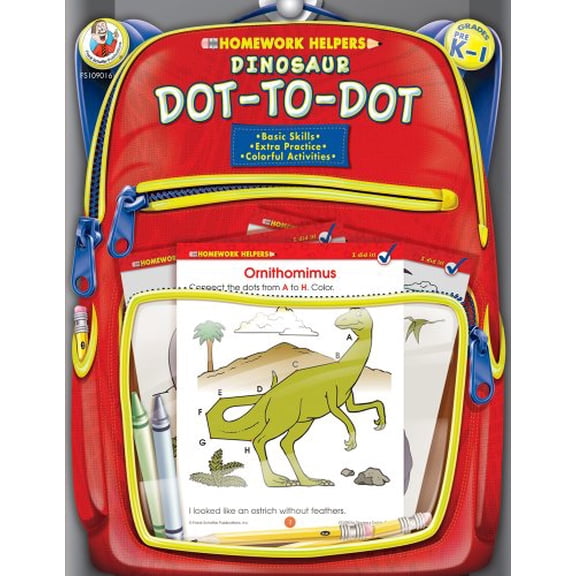 Pre-Owned Dinosaur Dot-To-Dot, Homework Helpers, Grades PreK-1 (Brighter Child: Homework Helpers) Paperback