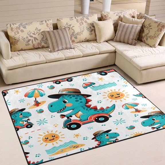 Dinosaur Driver Sun Area Rug Washable 80 x 58 Floor Carpet Mat Non Slip for Bedroom Living Room Home Decor