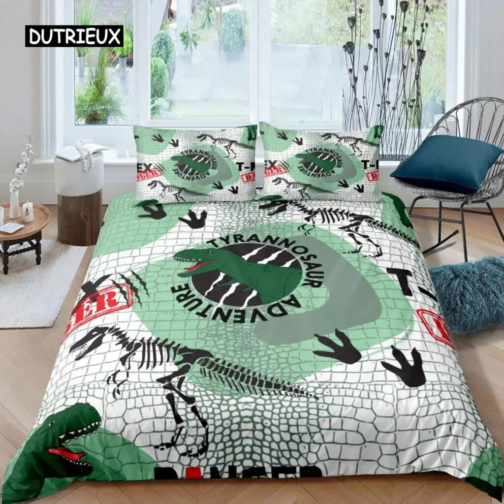 Dinosaur Duvet Cover Cute Dinosaurs Cartoon Animal Theme Bedding Set