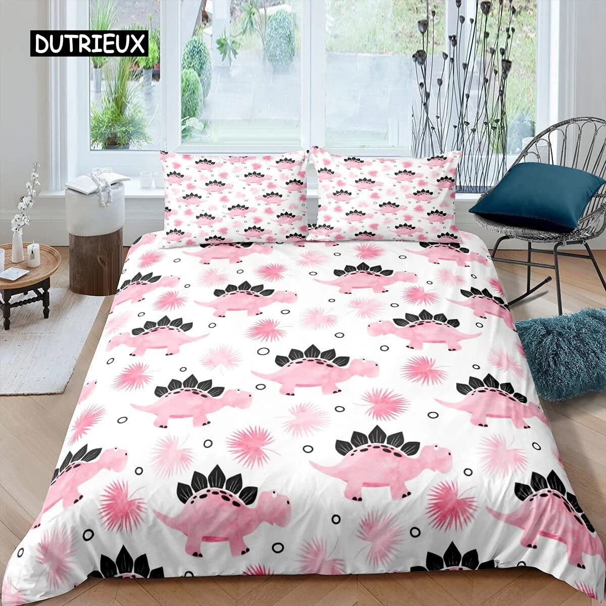 Dinosaur Duvet Cover Cute Dinosaurs Cartoon Animal Theme Bedding Set