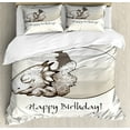 thumbnail image 1 of Ambesonne Dinosaur Duvet Cover Set, Birthday Dino, Queen, Eggshell Tan, 1 of 3